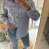 Chemise "NALLA" chemise rayé bleu avec broderie sur le dos en forme de cœur