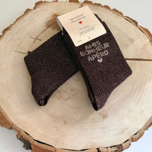 chausette amis bonheur apero marron Chaussettes AMIS BONHEUR APERO chocolat