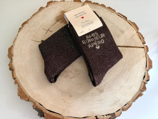 Chaussettes AMIS BONHEUR APERO chocolat