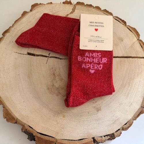 Chaussettes AMIS BONHEUR APERO rouge